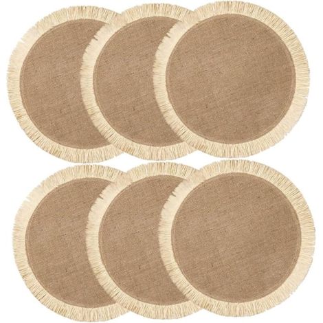 pièces Set Table Ronds Jute Lavables Nappes Tissées Résistantes Chaleur pour Protection de Table sous Assiettes et Coupes pour Cuisine et Salle à Manger