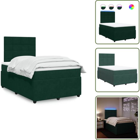Testiera regolabile - vidaXL Giroletto a Molle con Materasso Verde Scuro 120x190 cm Velluto - Letto con velluto
