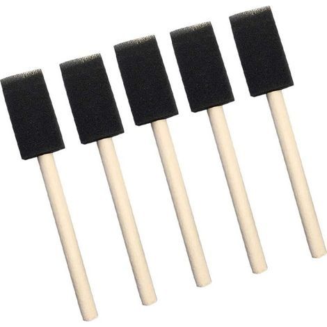 Pinceau en mousse de peinture, brosse en mousse 5 pièces éponge noire manche en bois pinceau enfants dessin outils de Graffiti,3 inches (1/4)