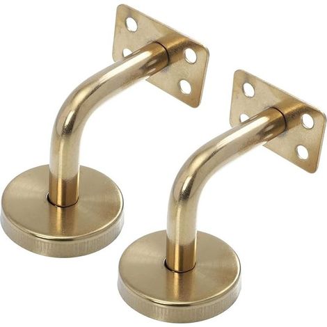 2 supports de main courante, en acier inoxydable SUS304, finition titane mat, compatibles avec accoudoirs de 50 mm, pour escaliers et rampes intérieures/extérieures (1/5)