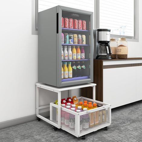 Support de Réfrigérateur 50x50x43cm avec Panier à Tiroir(Blanc) Roulant Plateau de Mini Frigo Portable Armoire à Café avec Grande Capacité Étagère Debout Table pour Chambre Cuisine (1/5)