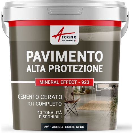 Microcemento per pavimenti interni: alta protezione - 2 m² (in 2 strati) Aronia Grigio Nero - ARCANE INDUSTRIES