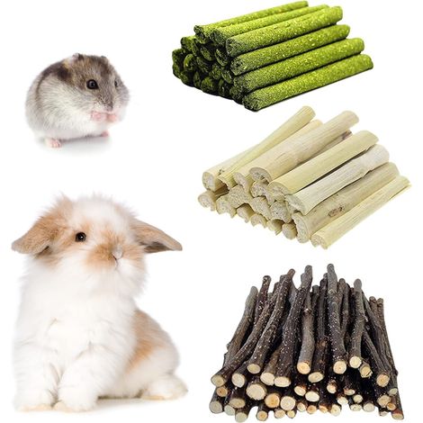 Natural Rabbit Treats 300g Rabbit Chew Toy Edible Wooden Sticks for Chewing, Teeth Cleaning, Assorted 3 Flavors (1/5)