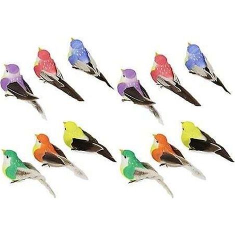 Simulation Plume Oiseau Forêt Jardin Branches Groupées Vert Décoration Mousse Couleur Faux Oiseau (12pcs) (1/3)