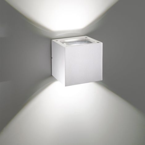 Sole Lampada da parete per esterni e interni in alluminio bianco opaco LED 20W 3000K IP54, design moderno e minimalista, 12x12x12 cm alta qualità