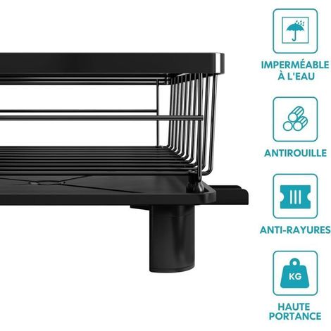 Scolapiatti Bardusch, scolapiatti da cucina in acciaio inox nero con portautensili, scolapiatti (1/3)