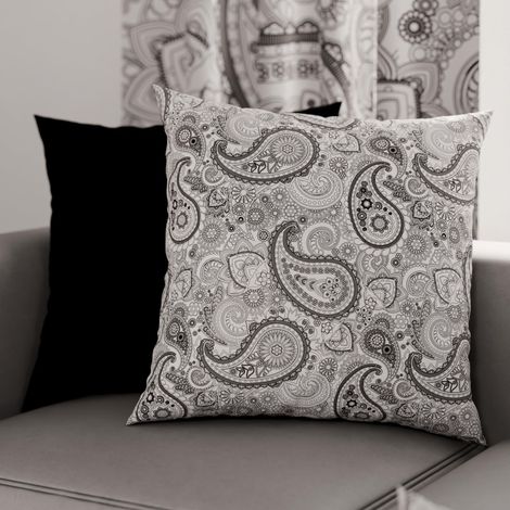 Lot de 2 Taies d'Oreillers 30x30 cm 100% Microfibre Hypoallergénique, Housse Oreiller Rectangulaire Paisley Blanc Noir, Paquet de 2 (1/3)