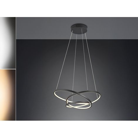 Moderne dimmbare LED Pendelleuchte DARVIN Schwarz, Breite 64cm (1/5)