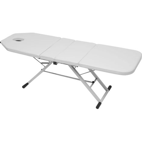 Camilla de masaje con respaldo ajustable y diseño plegable, color blanco. (1/2)