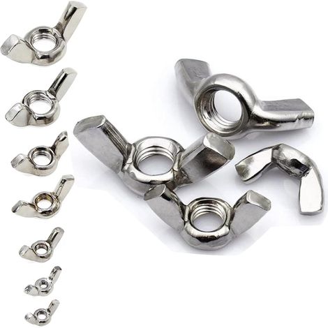 80PCS Wing Nuts Wing Nuts Silver Stainless Steel Wing Nut, M3 M4 M5 M6 M8 M10 M12, for DIY Tools (1/5)