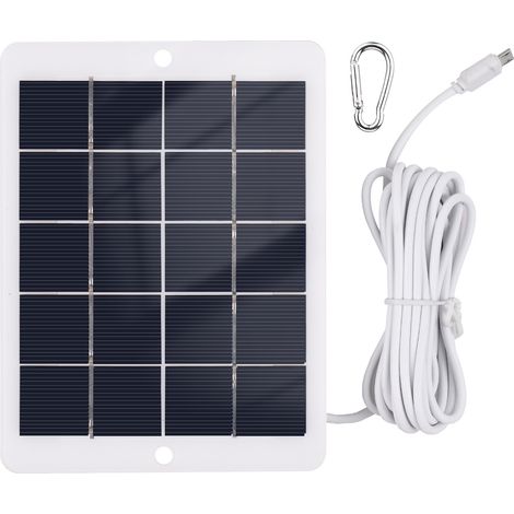 3W 5V Chargeur Solaire Nomade Imperméable Plaque Solaire pour Camping avec Prise Micro USB pour Charger Smartphones Petits Ventilateurs Éclairage LED Caméra Surveillance Domestique (1/3)