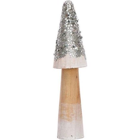 Grand champignon en bois argenté