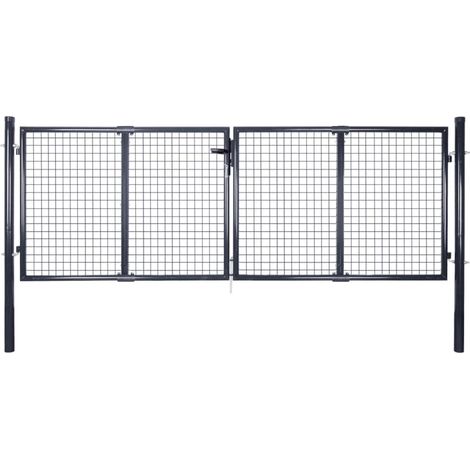 Cancello da Giardino in Rete di Acciaio Zincato 300x100 cm Grigio vidaXL