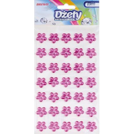 Strass autocollants, fleurs roses, 35 pièces