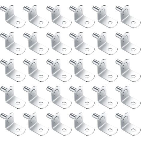 30 Pieces Metal Shelf Support Pegs, 5mm L Shape Bracket Bracket for Furniture Cupboard Cupboard Bookcase (1/5)