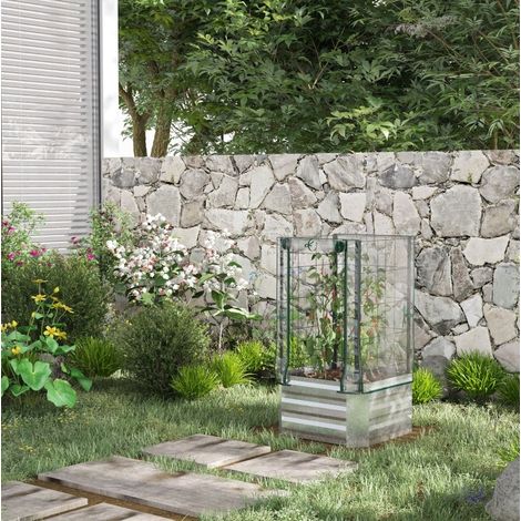 Jardinera elevada jardín con invernadero 53 cm OKMYHOME (1/5)