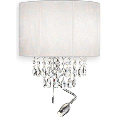 Applique Classica Opera Metallo-Cristallo Bianco 3 Luci E14+1,5W 3000K