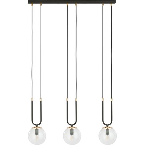Lampadario Emibig Glam 3, 3xE14 nero/trasparente oro (1/5)