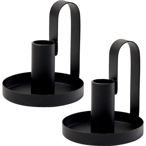 2 Bougeoir, Métal Noir, Design Rétro, Support Bougie, Centre Table, Décoration Mariage (1/5)