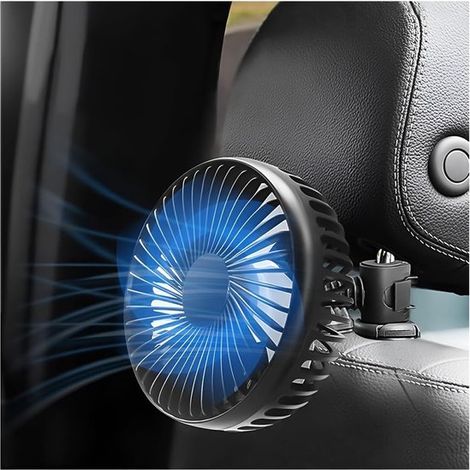 Ventilador de tres velocidades, giratorio 360°, portátil y silencioso, apto para coches y SUV (asiento trasero). (1/5)