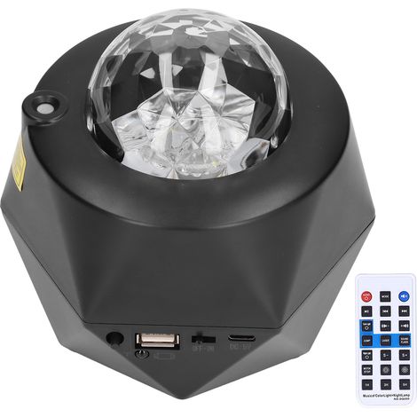 Mehrfach rotierender Laser-Regenbogensternprojektor, Wassermusterlampe, Bluetooth-Nachtlicht mit Musik, USB-betrieben, schwarz (Fernbedienung ohne Batterien, USB-Kabel im Lieferumfang enthalten) (1/5)