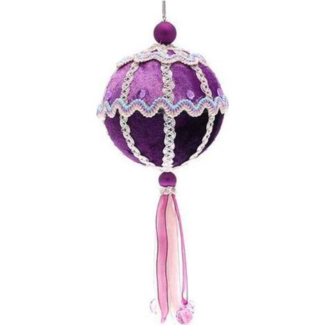 Sfera decorata con nastro per albero di natale - colore viola - decorazione addobbo natalizio