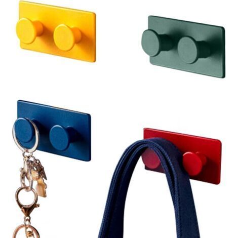 Adhesive Hook, Splicing Multicolor Hooks Wall Hanging Hook Key Hooks Self Adhesive Wall Hooks for Hanging Bags, Towels, Sockets (4 Pieces) (1/5)