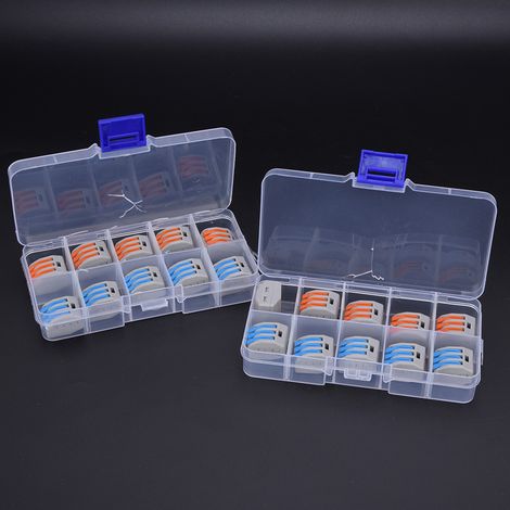 Bornes à levier à ressort pour câbles et fils électriques 11–28 AWG (0,8–2,5 mm²), PCT-213, 20 pièces. (1/5)