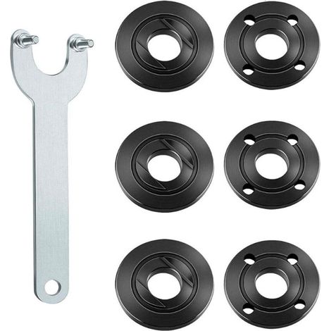 7 Piece Angle Grinder Wrench Including 6 Flange Nuts fe M14, Grinder Flange Angle Wrench Locking Key, Wrench and Flange Installation, Accessories for Angle Grinders fe 125 mm (1/5)
