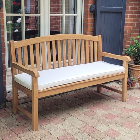 Teck'Attitude – Banc de jardin en teck massif 150 cm – Dossier arrondi – Assise ergonomique – Imputrescible et résistant aux intempéries (1/5)