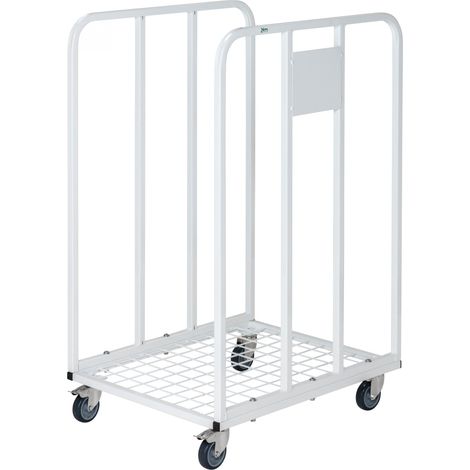 Kongamek Wellpappenwagen in weiss 1000mm hoch mit Lenkrollen und Bremse