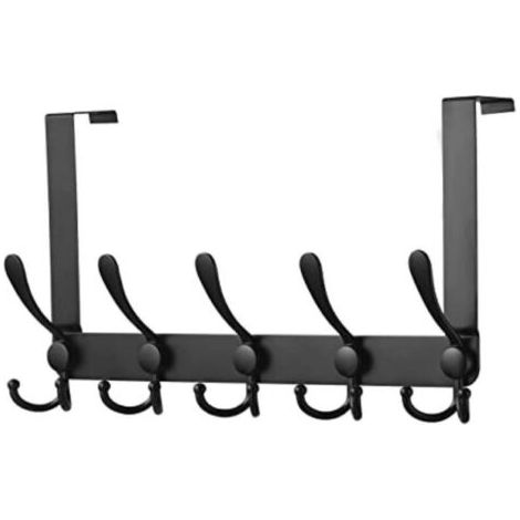 Porte Manteau pour Porte, Crochet de Porte en Acier Inoxydable, Patère de Porte à Suspendre pour Chambre à Coucher Salle de Bains Porte de Cuisine (Noir, 15 Crochets) (1/5)