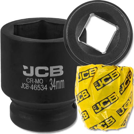 Chiave a bussola a impatto JCB da 3/4" 34 mm a 6 punte in acciaio Cr-Mo