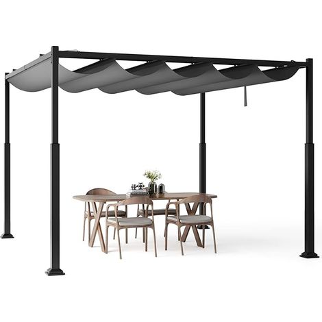 310 x 310cm Outdoor Pergola w/ Retractable Canopy