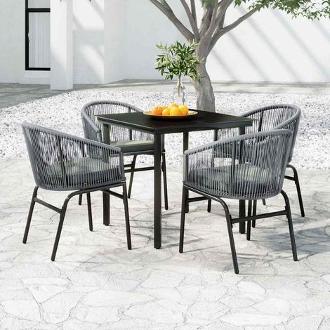 vidaXL Juego de comedor para jardín 5 piezas ratán sintético gris (1/5)