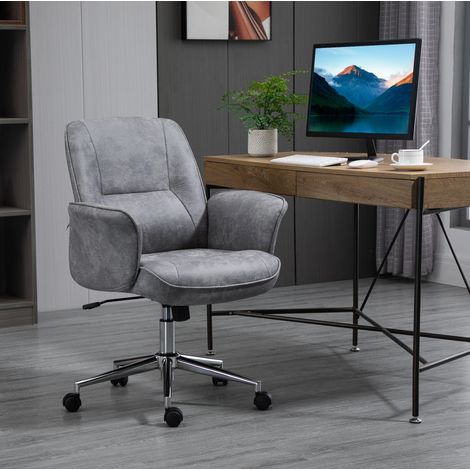 Bürostuhl 67x69x92-102 cm hellgrau aus Polyester mit ergonomischem Design und Wippfunktion (1/5)