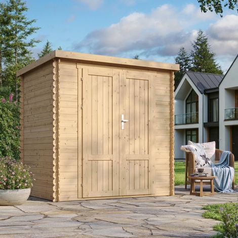 TIMBELA M311F1 Casetta Da Giardino In Legno 2,22 m², Capanno Da Giardino Per Esterno Con Pareti Da 19 mm, Casetta In Legno Per Attrezzi E Biciclette, Senza Pavimento, Porte A Pannello In Legno Massell