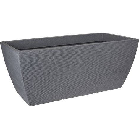 Design Pflanzkübel groß in grau - 80x40 cm - XXL Kunststoff Blumenkübel Pflanztrog eckig