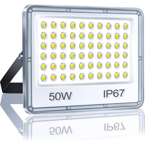 1 Projecteur LED 50W, 5000LM Blanc Froid, IP67 Étanche Aluminium, Pour Jardin Terrasse Garage (1/5)