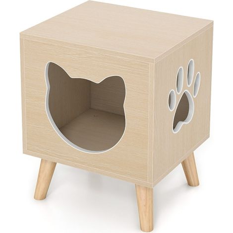 Recinzione per lettiera per gatti 45 x 40 x 54 cm facile accesso rifugio accogliente stile moderno MDF naturale 200018067