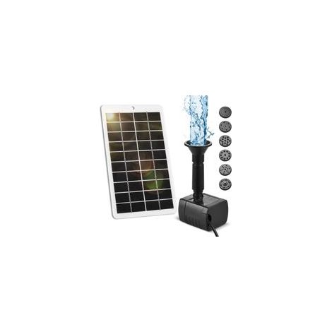 Pompe à Eau Solaire Extérieure 4W 5V - Pompe solaire - Débit 200L/h - Kit Complet avec Panneau Solaire + 6 Buses - 6 Modes - Pour Fontaine d'Oiseaux/Jardin - Câble 1,5m (5 pieds)