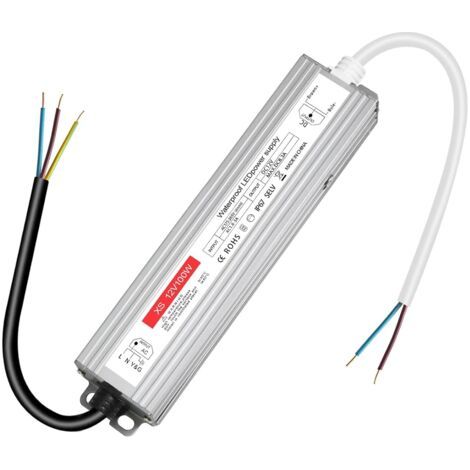 Transformateur 220V 12V LED 100W, alimentation 12v 100w 8.3A, led driver 12v étanche IP67, Transfo AC à DC, convertisseur 220v 12v, 12V100W pour G4, GU5.3, MR11, MR16, Bande LED, Non Dimmable (1/5)