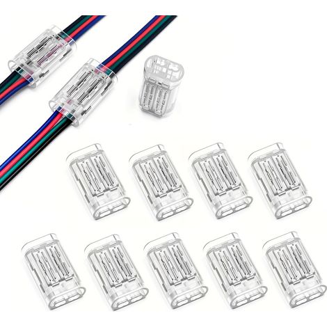4-poliger Kabelverbinder – 10 Stück, werkzeugfreier Anschluss für 22–20AWG Steuerleitungen, geeignet für RGB LED-Systeme und elektrische Verzweigungen