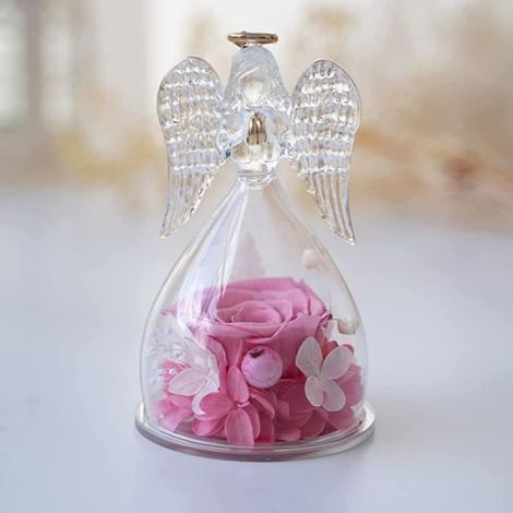 Figurine - - Rose Eternelle dans Dôme de Verre - Cadeau Fête des Mères - Décoration Angélique - Femme (1/3)