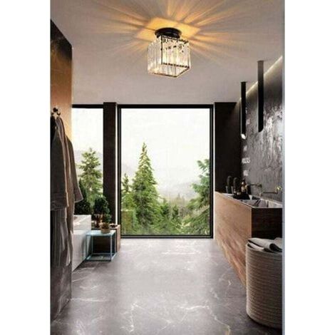 E14 Plafonnier moderne, mini plafonniers créatifs, plafonnier lustre, pour couloir, escaliers, entrée, chambre, salon, bar, restaurant,Café,magasin de vêtements,plafonnier en cristal (Carré/noir) (1/3)