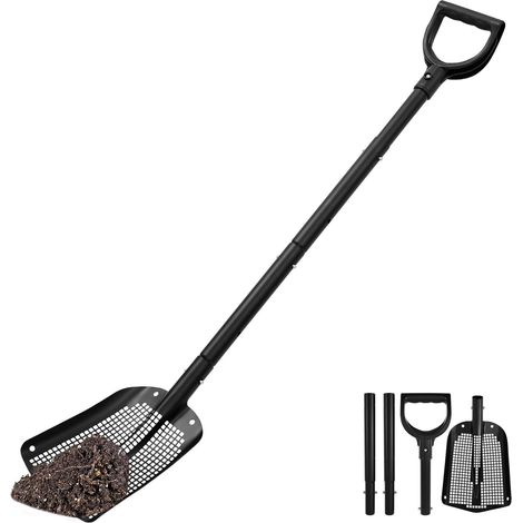 Pelle à tamis en alliage d'aluminium - Largeur de la pelle : 20 cm - Avec trou de tamis de 59 à 118 cm - Poignée réglable - Longue et robuste - Résistante à la corrosion (1/5)
