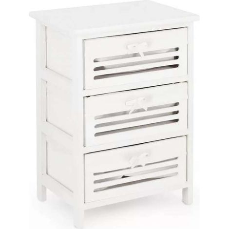 Bizzotto Cassettiera Leny 3 Cassetti Bianco 40x58 cm Shabby Chic Elegante (1/4)