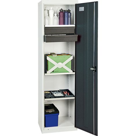 Stumpf Armoire à outils et matériaux Série 3000 gris clair / gris anthracite + 2 tiroirs 100 mm + 3 étagères coulissantes - 3005171