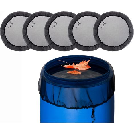 Lot de 5 filets de protection pour baril d'eau – 80 cm –Couvercle filet pour tonneau de pluie Cordon de serrage – Anti-insectes et débris – Polyester résistant, protège contre les débris (1/5)