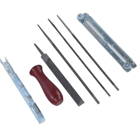 Kit d'affûtage de chaîne tronçonneuse 8 pièces incluant limes, guide et manche